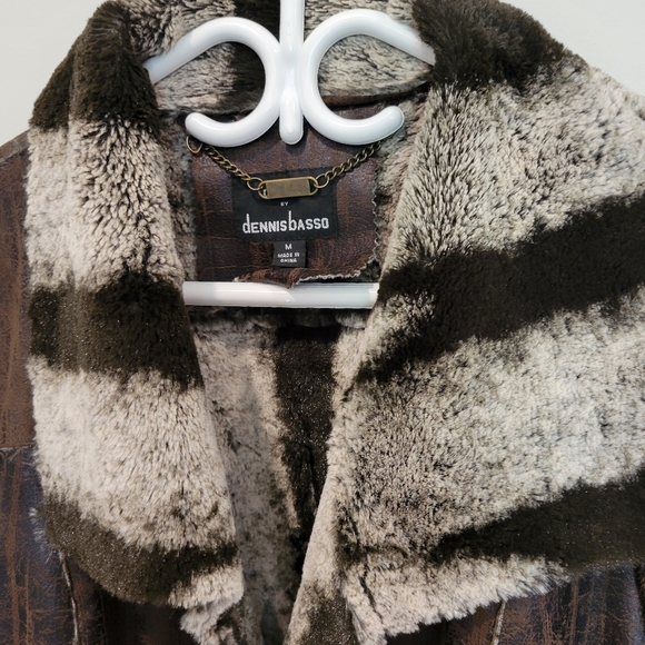 Dennis Basso Faux Suede Leather Jacket With Faux Fur Lining Med - Picture 10 of 11